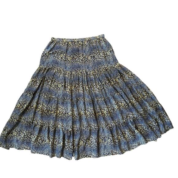 Tolani 2X Silk Maxi Skirt Tiered Animal Print Boho Flowy Plus Size - Picture 2 of 9